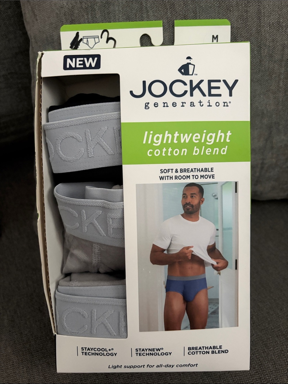 Jockey Men’s Lightweight Cotton Blend Boxer Briefs — Light Gray 3 Pack only